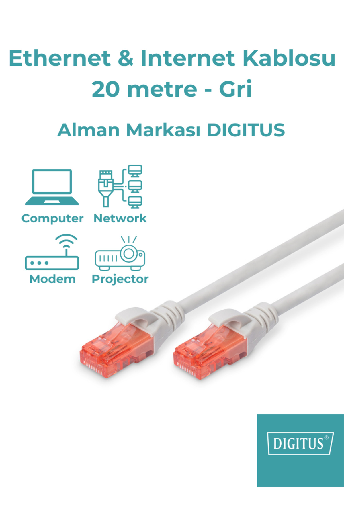DIGITUS DK-1617-005 50CM UTP CAT6 PATCH KABLO GRI Cu, LSZH AWG 26/7